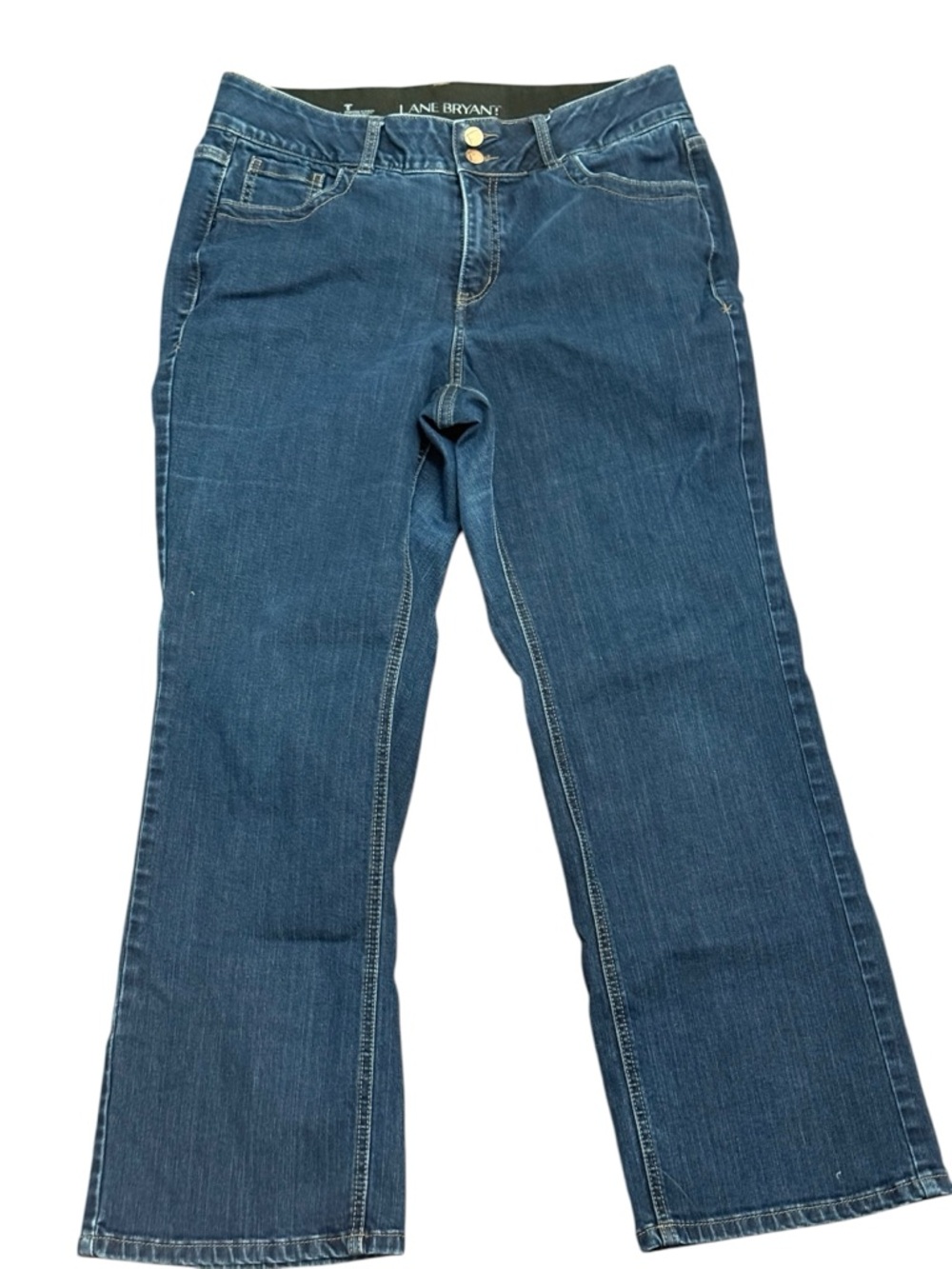 Lane Bryant Straight Leg Jeans Tighter Tummy Technology Dark Wash‎ Blue 14 Short